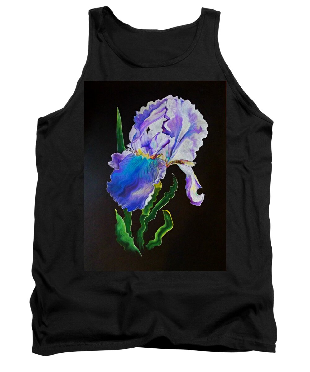 Flower Tank Top featuring the drawing Ruffled Iris by David Neace