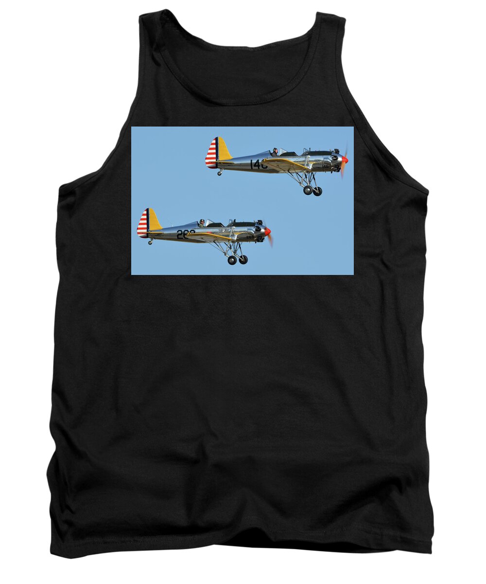 Airplane Tank Top featuring the photograph Ryan PT-22 N48777 146 and PT-22 N48742 269 Chino California April 29 2016 by Brian Lockett