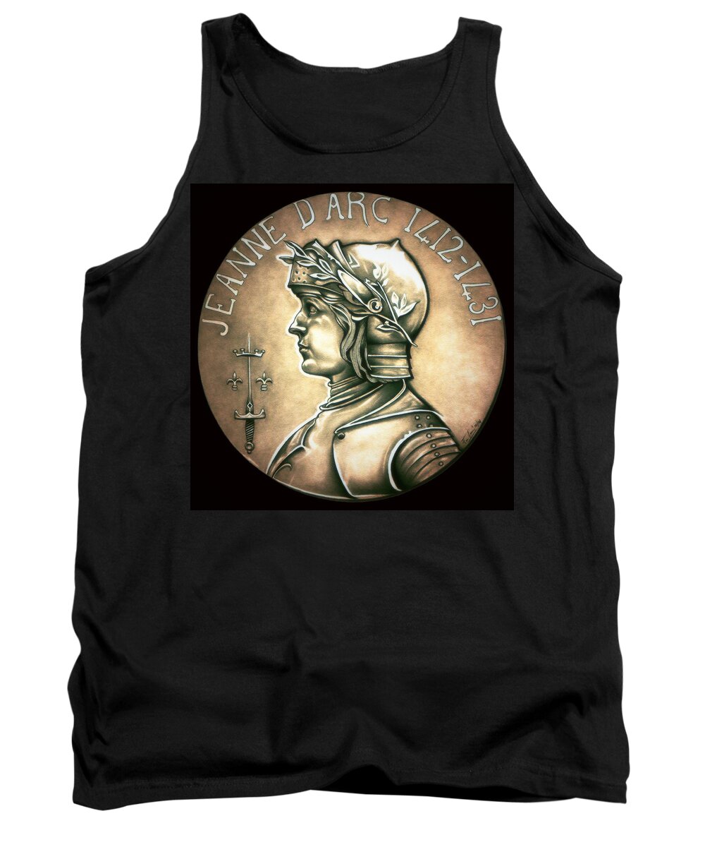 Coin Tank Top featuring the drawing Saint Joan of Arc by Fred Larucci