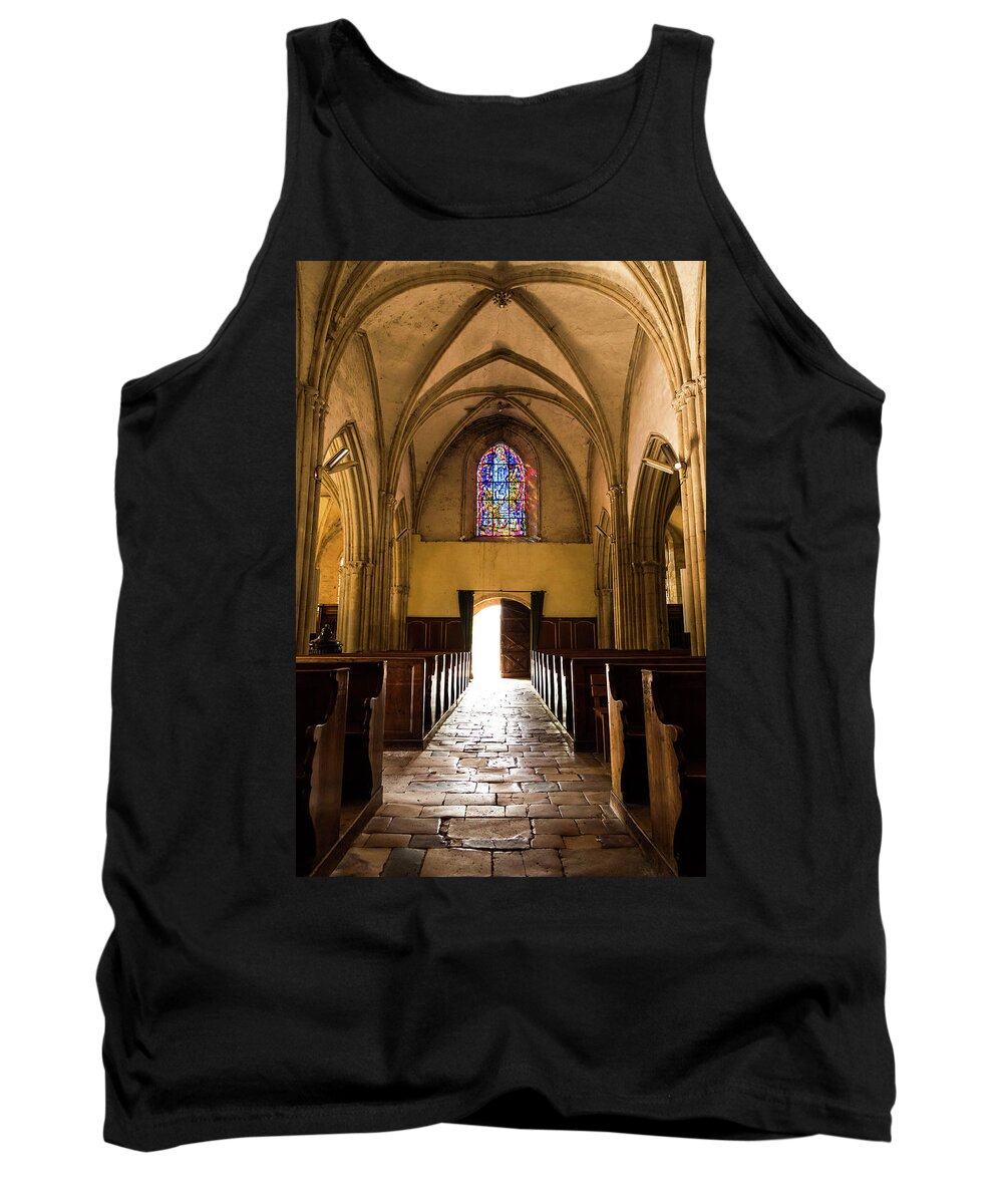 Stained Glass Tank Top featuring the photograph Sainte Mere Eglise Light by John Daly