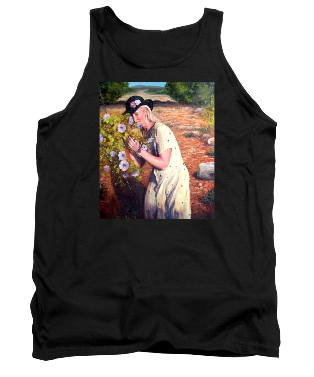 Realism Tank Top featuring the painting Santa Fe Garden 2  by Donelli DiMaria
