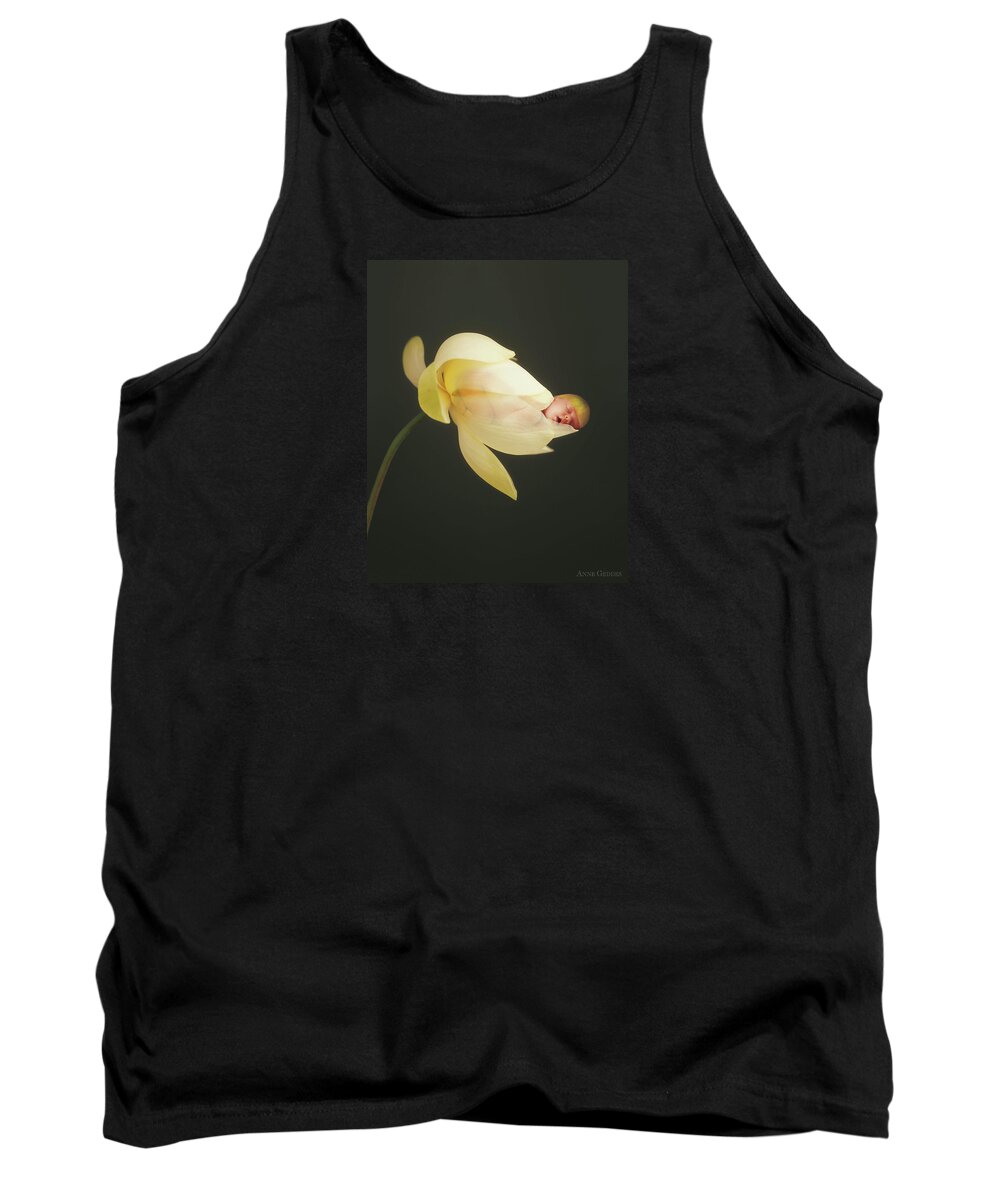 Lotus Tank Top featuring the photograph Savanna in a Lotus Flower by Anne Geddes