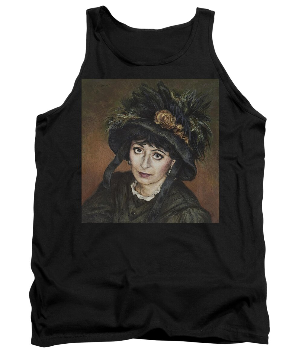 Self-portrait Tank Top featuring the painting Self-Portrait a la Camille Claudel by Yvonne Wright