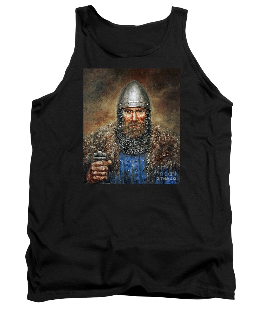 Warrior Tank Top featuring the painting Semigalian Chieftain by Arturas Slapsys