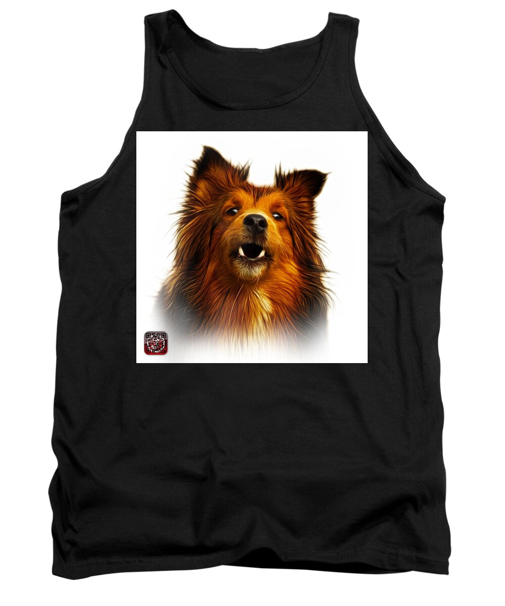 Sheltie Tank Top featuring the painting Sheltie Dog Art 0207 - WB by James Ahn