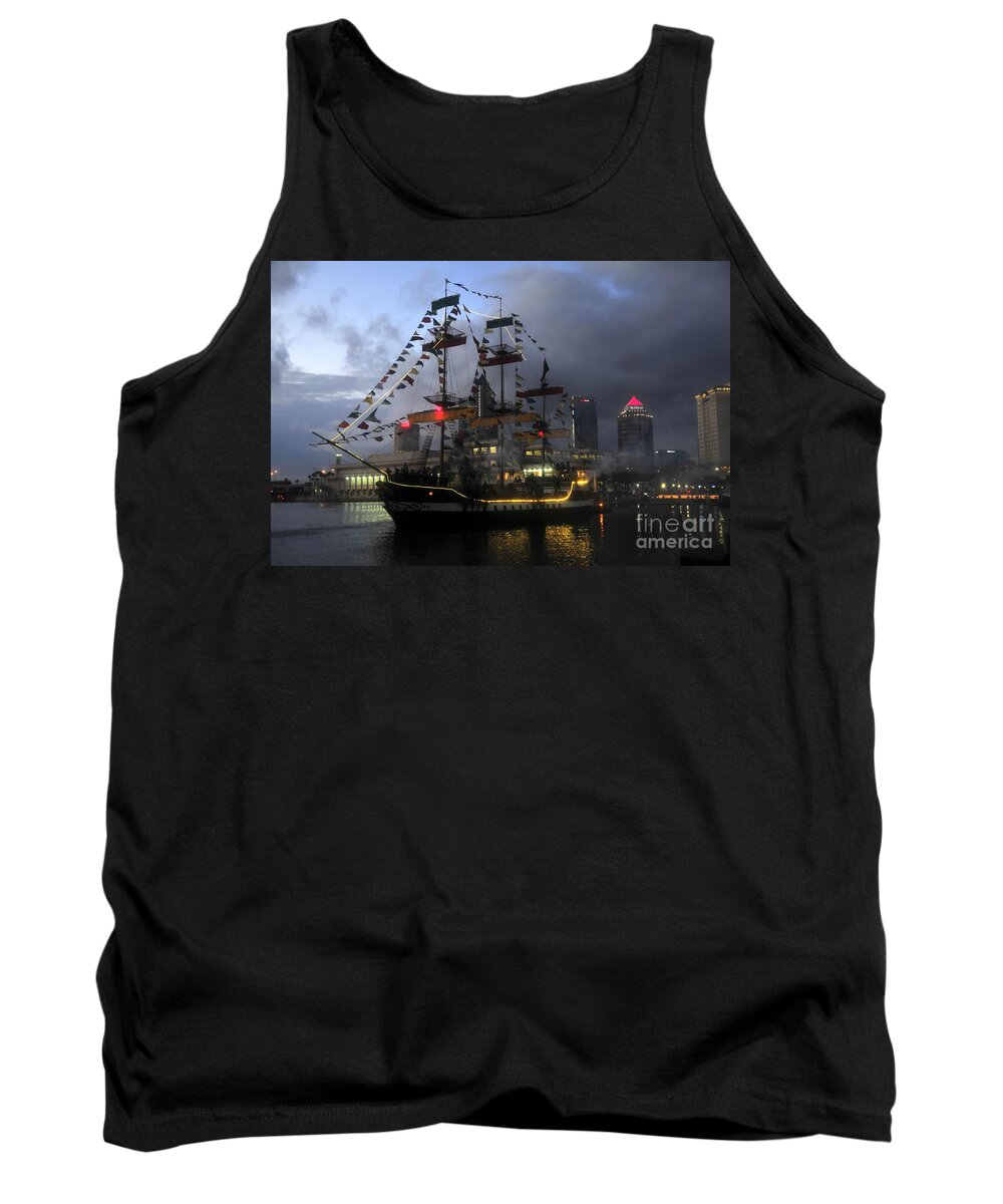 Tampa Bay Florida Tank Top featuring the photograph Ship in the Bay by David Lee Thompson