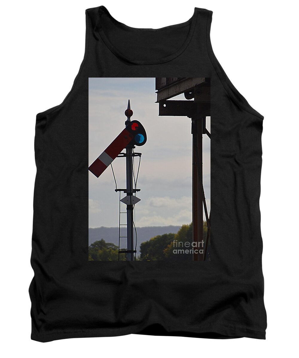 Railroad Signal Tank Top featuring the photograph Signal by Andy Thompson