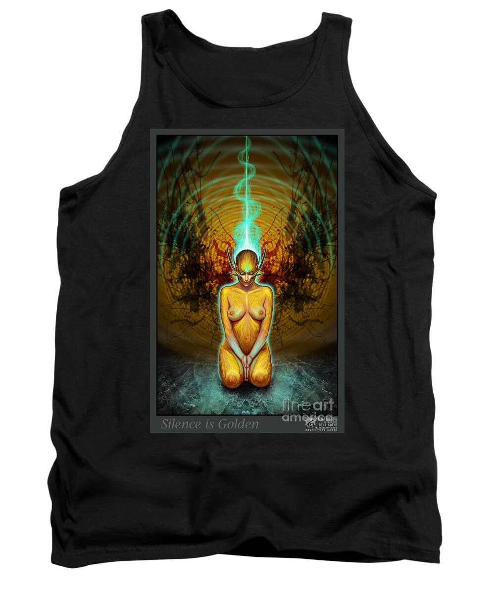 Spiritual Tank Top featuring the drawing Silence is Golden by Tony Koehl