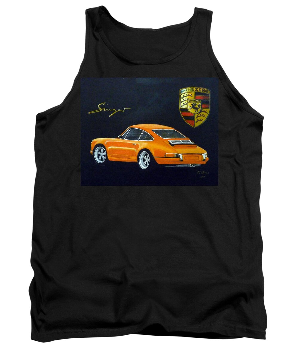 Cars Tank Top featuring the painting Singer Porsche by Richard Le Page