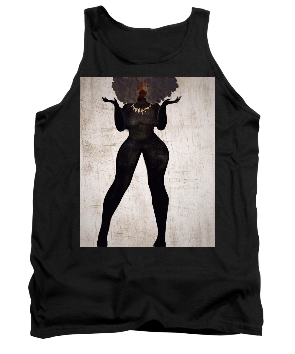 Afro Tank Top featuring the digital art SistaTChalla by Romaine Head