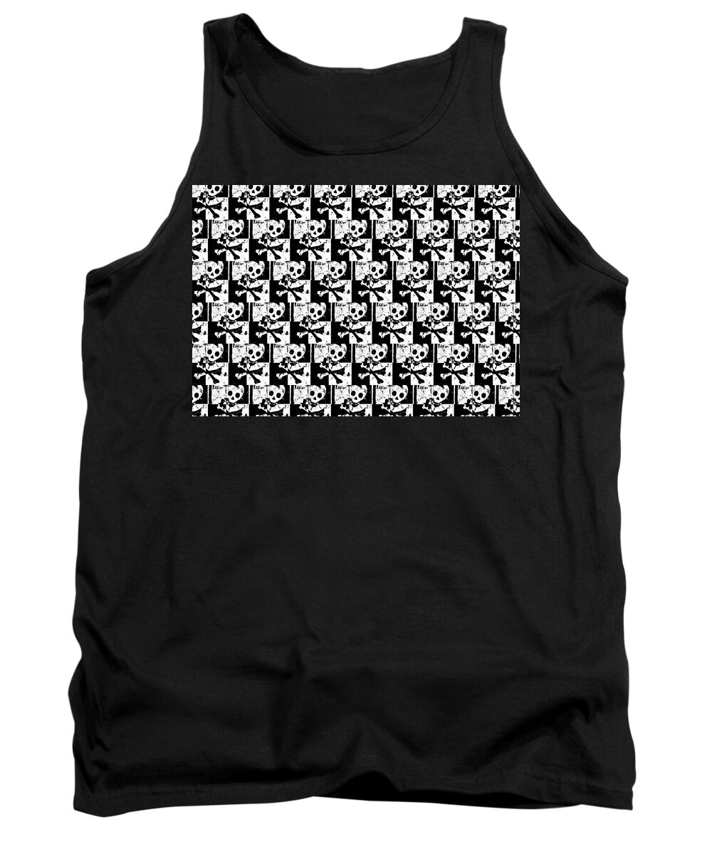 Skull Tank Top featuring the digital art Skull Checker by Roseanne Jones