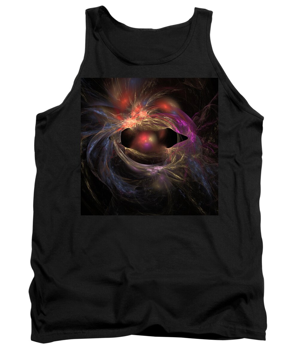 Smile Red Purple Abstract Fractal Fun Blue Modern Party Black Gold Yellow Brown Happy Lavender Cute Signed Jackie Flaten 333 All All Canvas Prints Tank Top featuring the painting Smile by Jackie Flaten