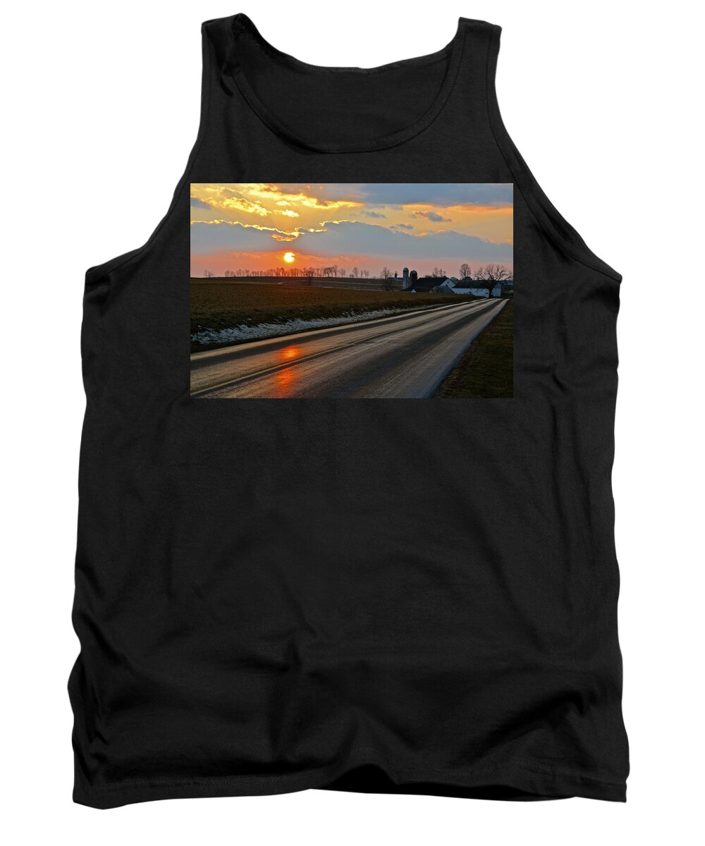Sunset Tank Top featuring the photograph Snow Melt Reflections by Tana Reiff