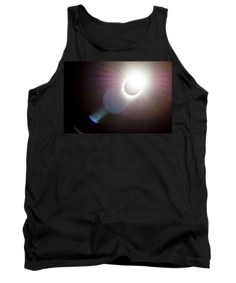 Darin Volpe Nature Tank Top featuring the photograph Solar Flare -- 2017 Solar Eclipse in Independence, Oregon by Darin Volpe