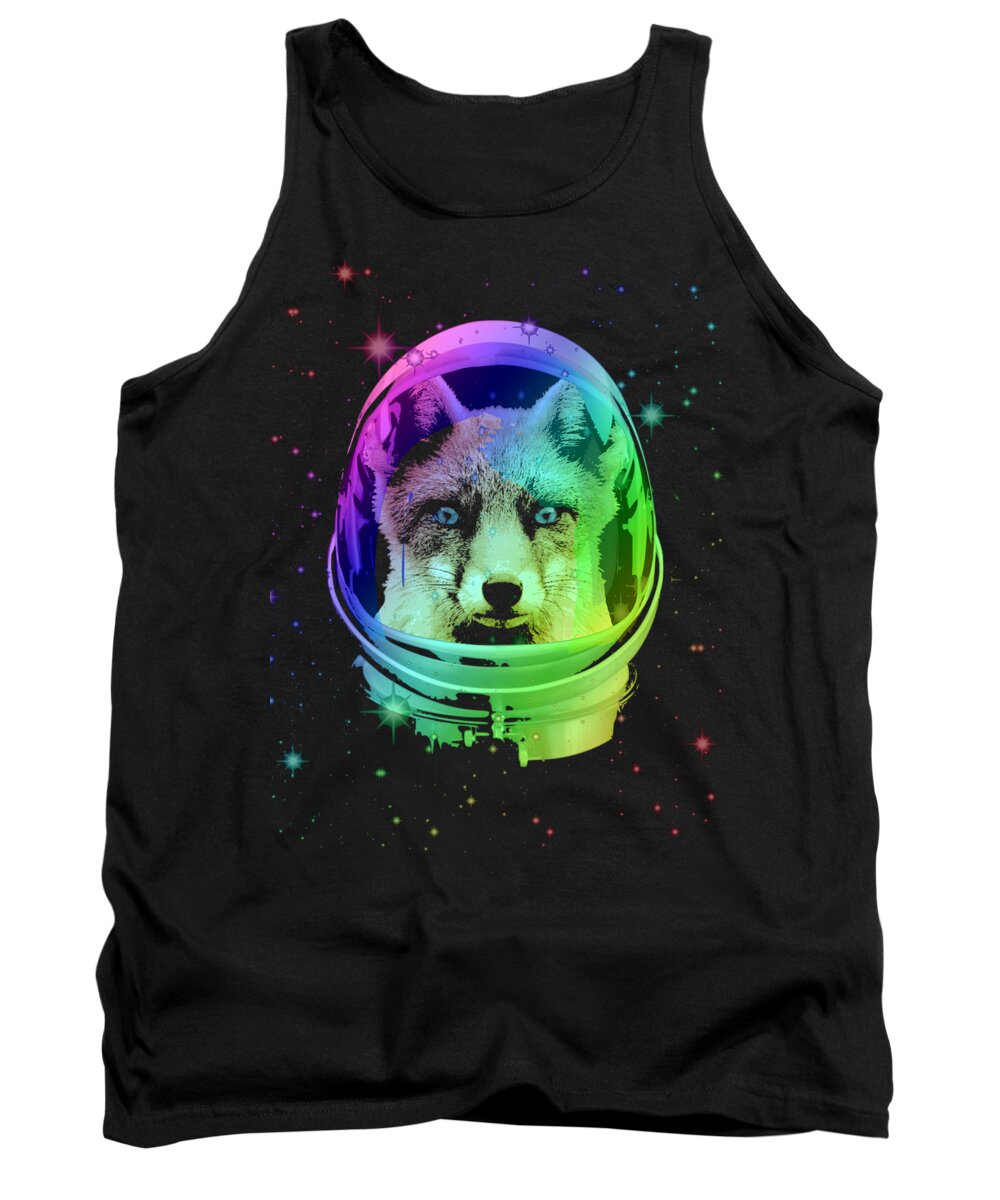 Fox Tank Top featuring the mixed media Space Fox by Filip Schpindel