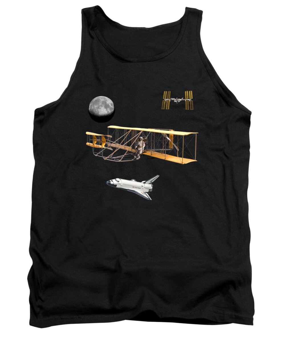 Wright Brothers Tank Top featuring the digital art Space Voyagers by Glenn Holbrook