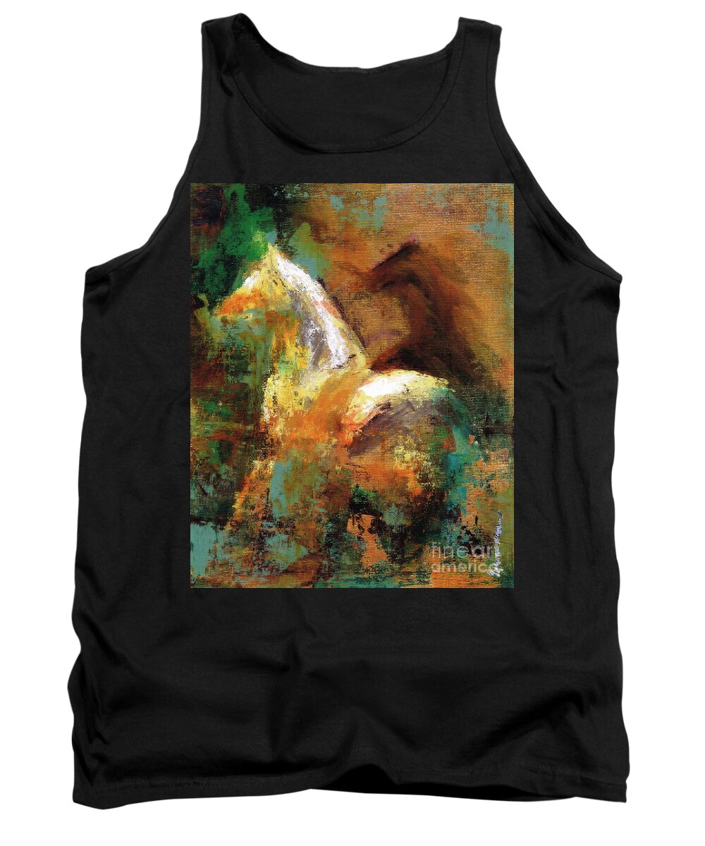 Abstract Horse Tank Top featuring the painting Splash of White by Frances Marino