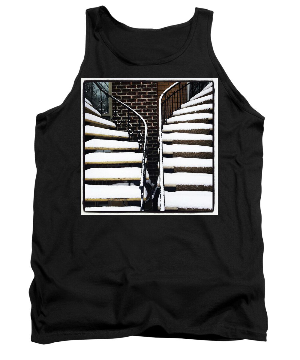Staircase Tank Top featuring the photograph Staircases covered by snow by GoodMood Art