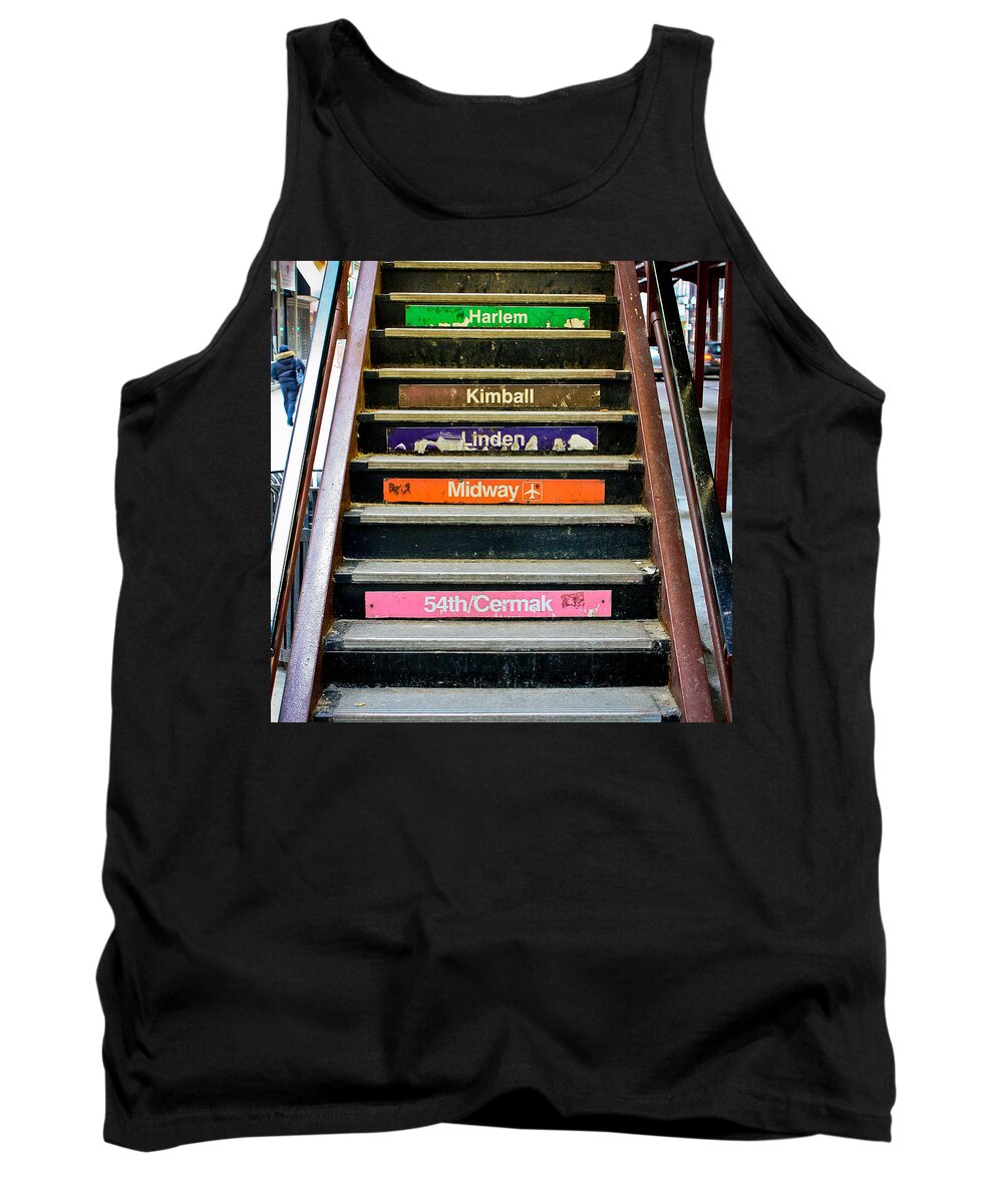 Chicago Tank Top featuring the photograph Stairs to the Chicago L by Anthony Doudt