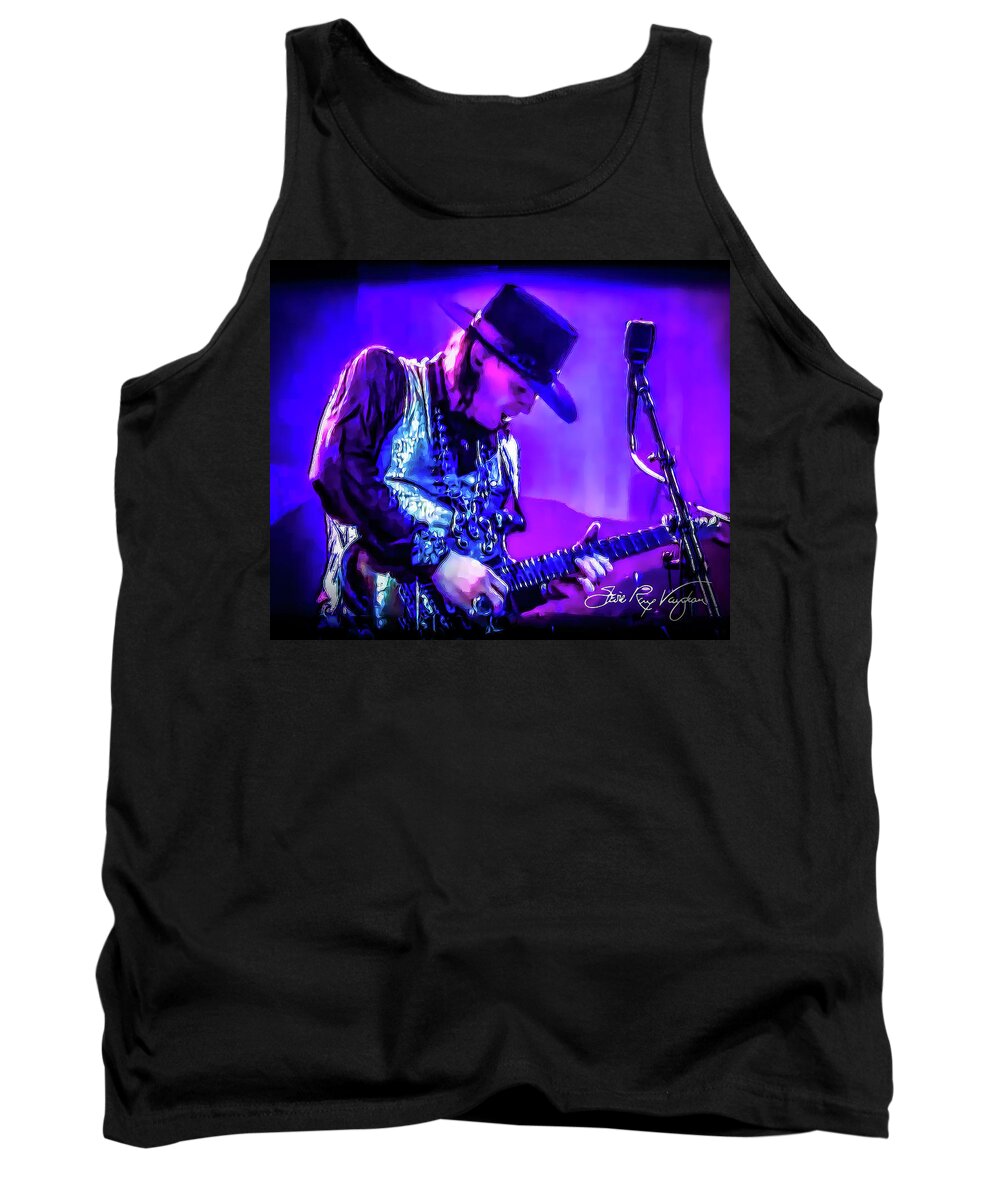 Stevie Ray Vaughan Tank Top featuring the photograph Stevie Ray Vaughan - Tightrope by Glenn Feron