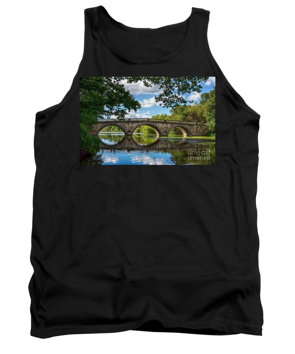 Blue Tank Top featuring the photograph Stone Bridge Over The River 590 by Ricardos Creations