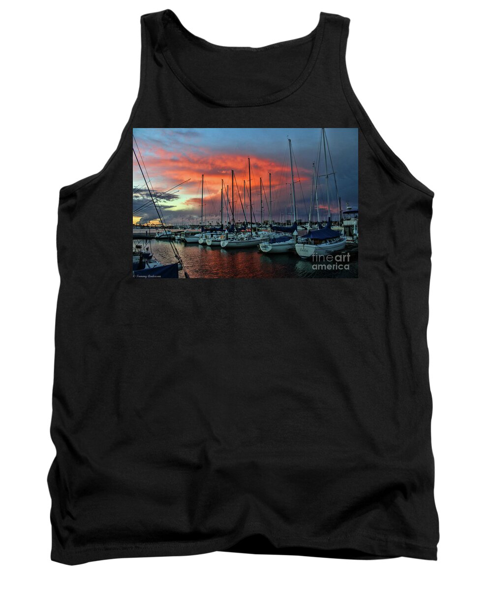 Sunset Tank Top featuring the photograph Storm over the Newport Harbor by Tommy Anderson