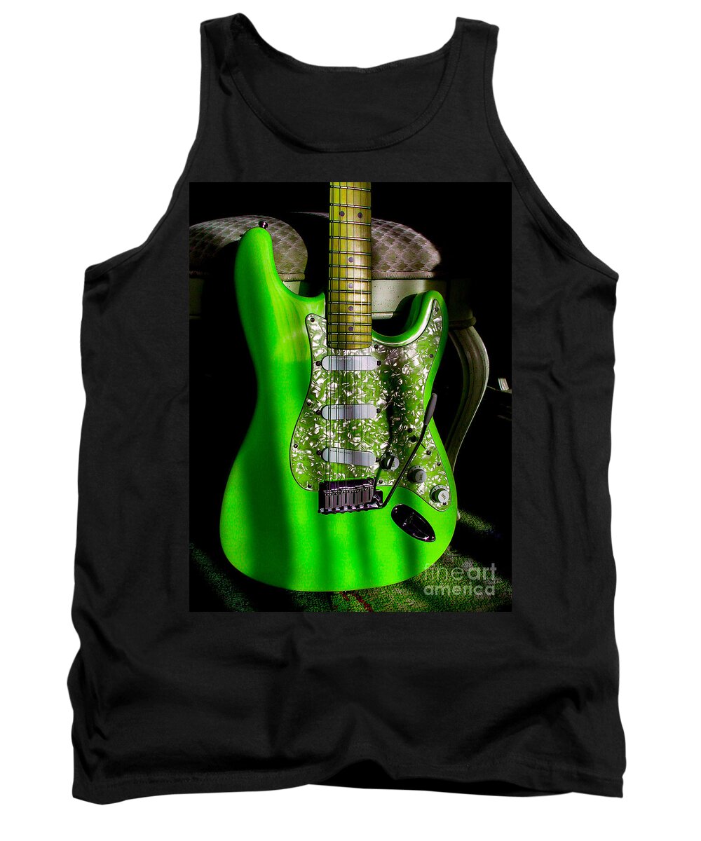 Fender Stratocaster Tank Top featuring the photograph Stratocaster Plus in Green by Guitarwacky Fine Art
