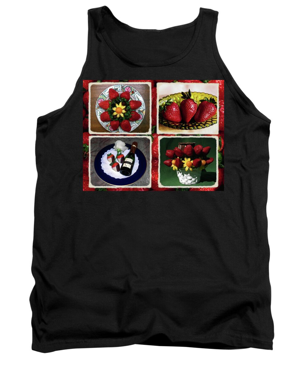 Strawberry Collage Tank Top featuring the photograph Strawberry Collage by Sally Weigand