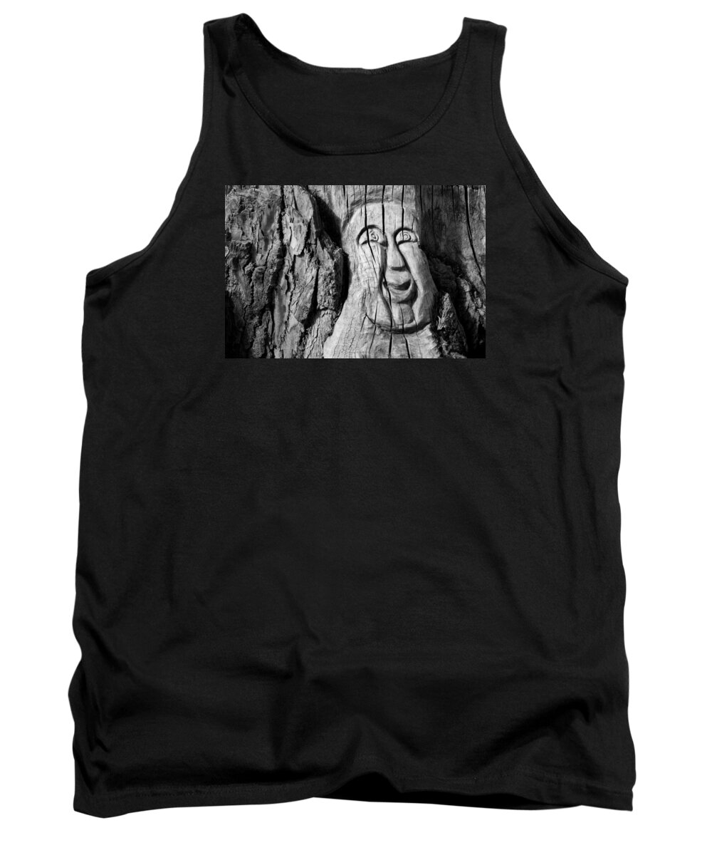 Tree Stump Tank Top featuring the photograph Stump face 3 by Stephen Holst