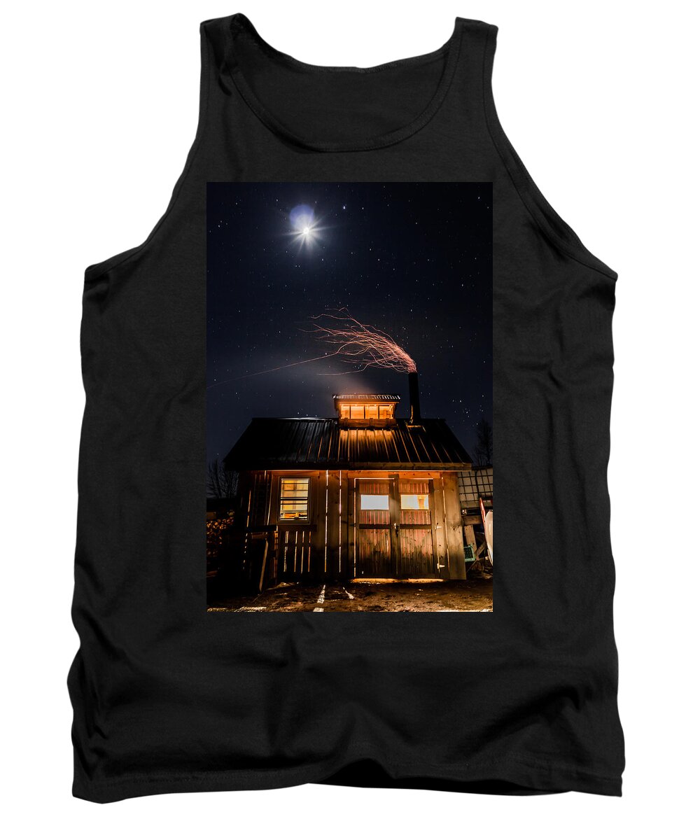 Sugarhouse Tank Top featuring the photograph Sugar House at Night by Tim Kirchoff