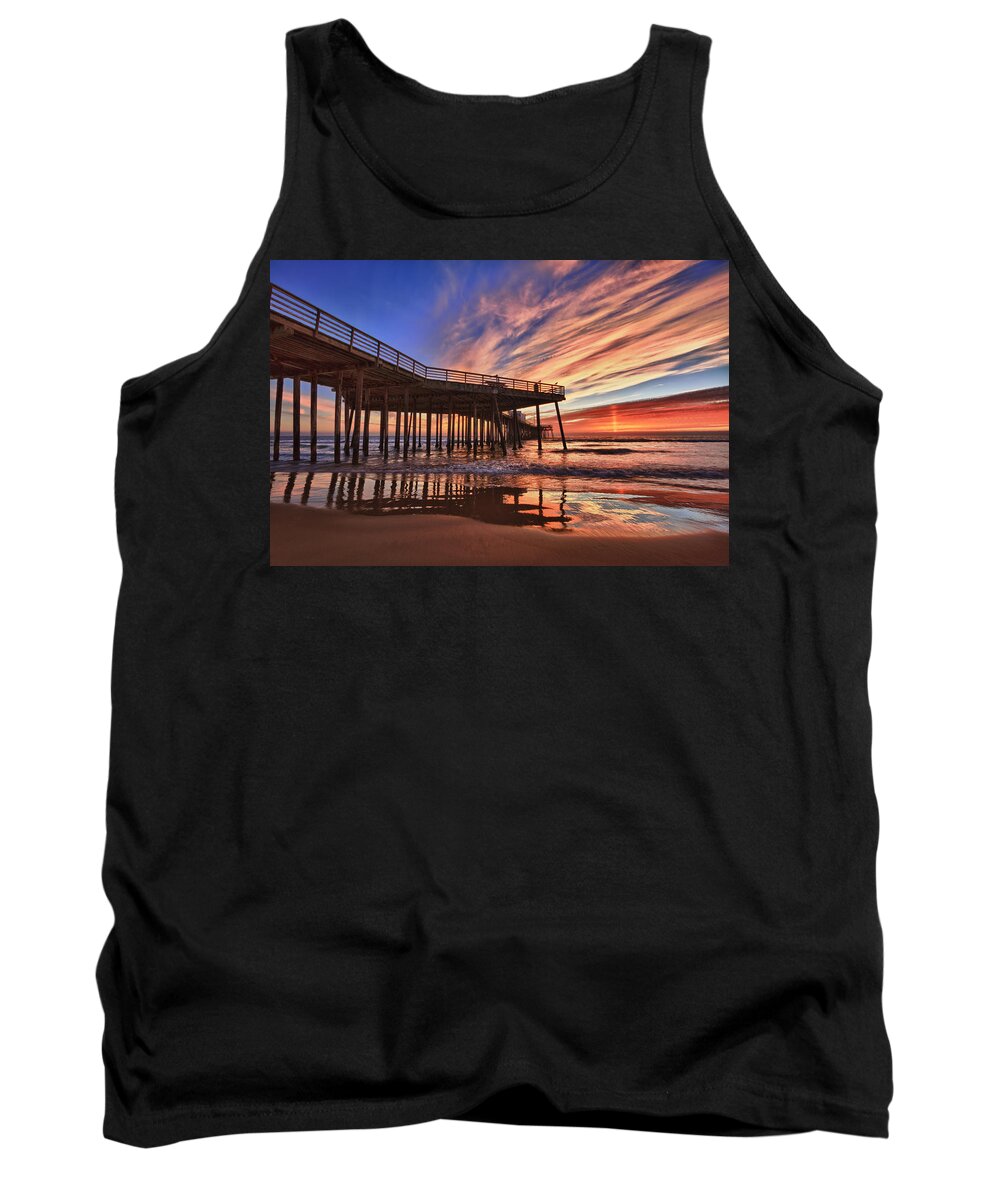 Pismo Beach Tank Top featuring the photograph Sunset Drama by Beth Sargent