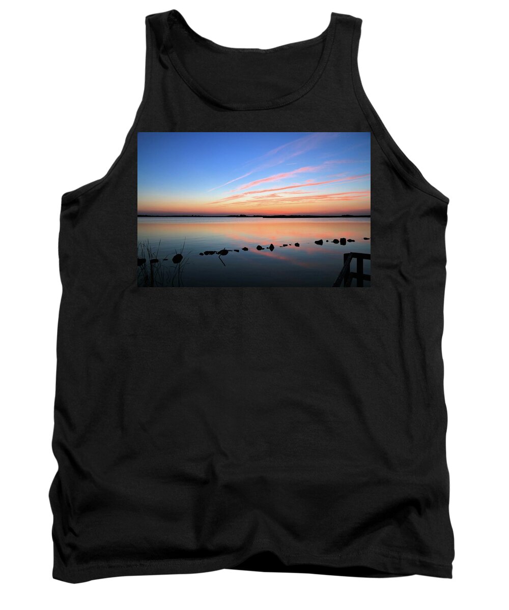 Photosbymch Tank Top featuring the photograph Sunset over Back Bay National Wildlife Refuge by M C Hood