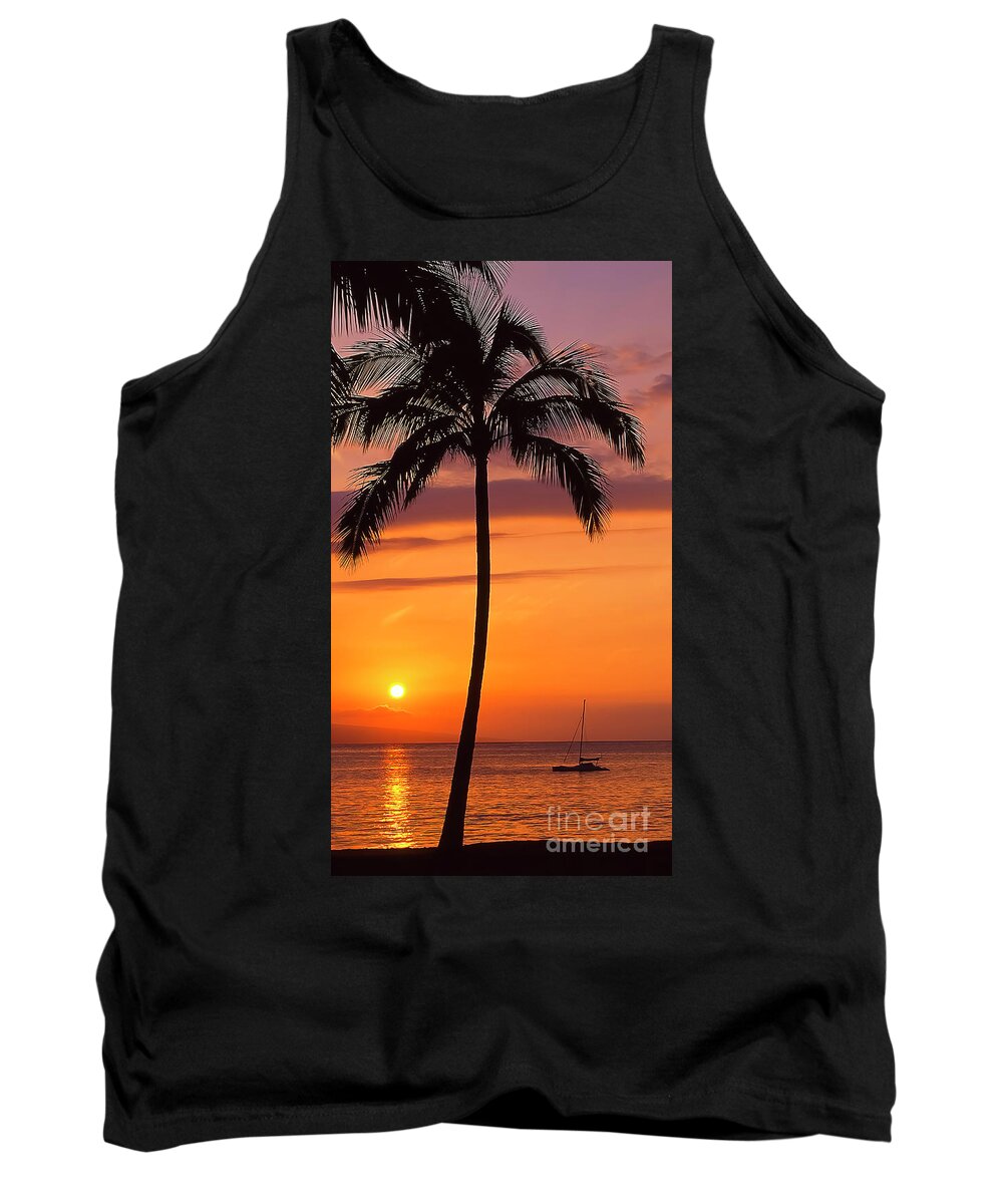 Hawaii Tank Top featuring the photograph Sunset Over Lanai by Jim Cazel