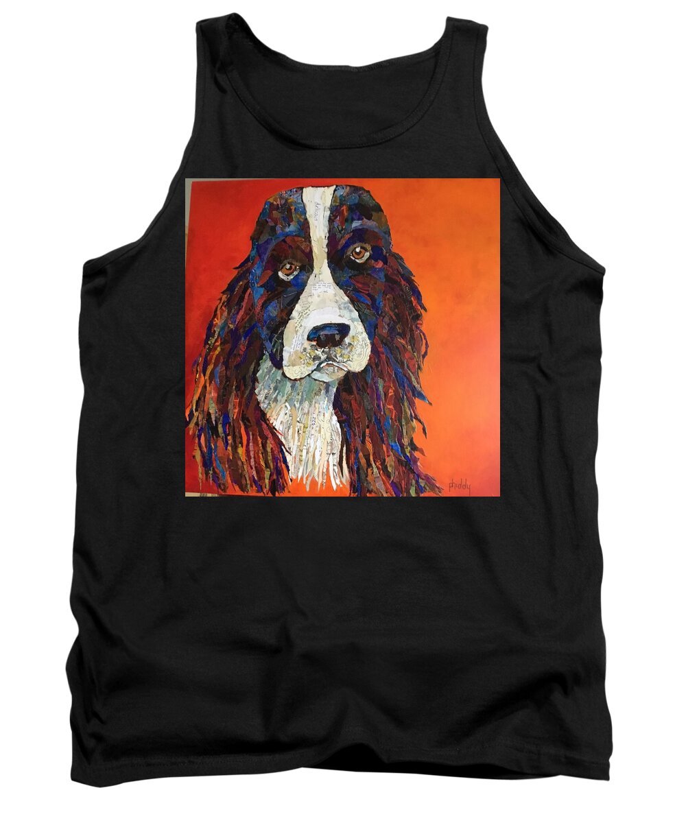 Dog Tank Top featuring the painting Sweet and Salty Springer by Phiddy Webb