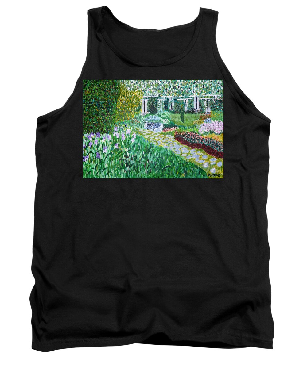 Landscape Tank Top featuring the painting Tete d'Or Park Lyon France by Valerie Ornstein