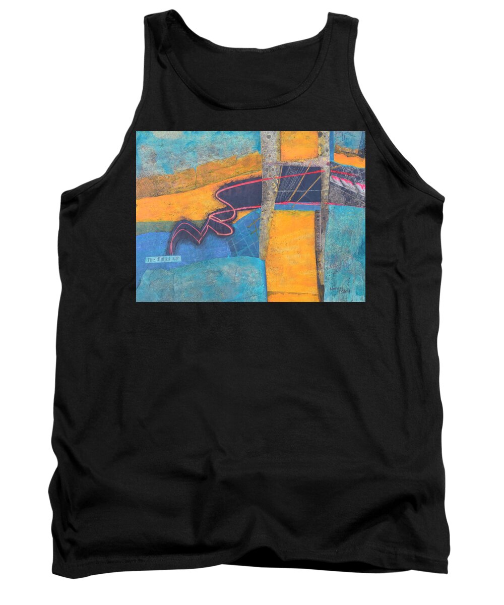 Abstract Tank Top featuring the mixed media The Digital Age by Nancy Jolley