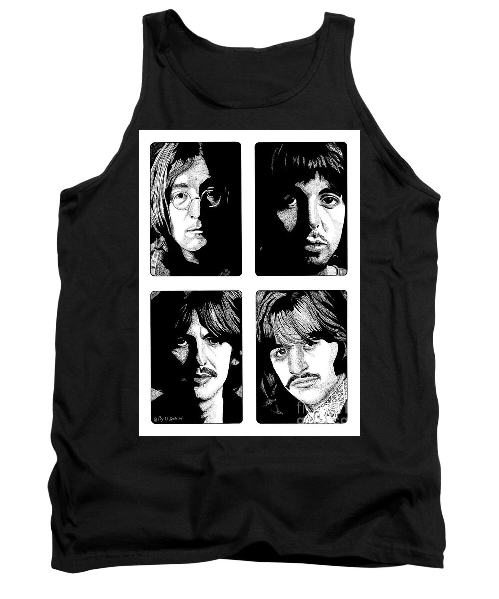 Paul Mccartney Tank Top featuring the drawing The Fab Four by Cory Still