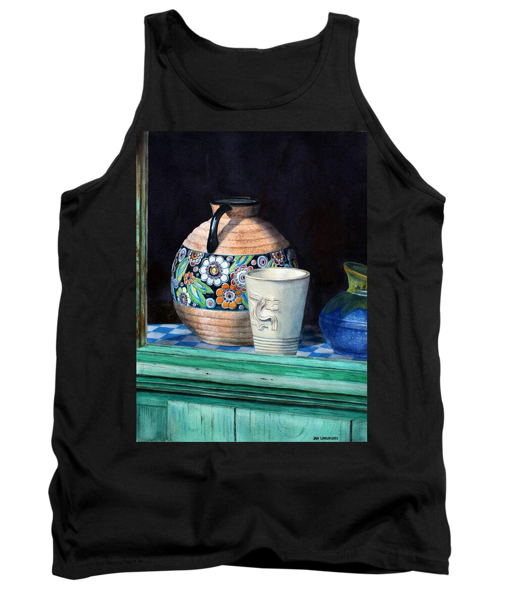 Jan Lawnikanis Tank Top featuring the painting The French Potter's Window by Jan Lawnikanis
