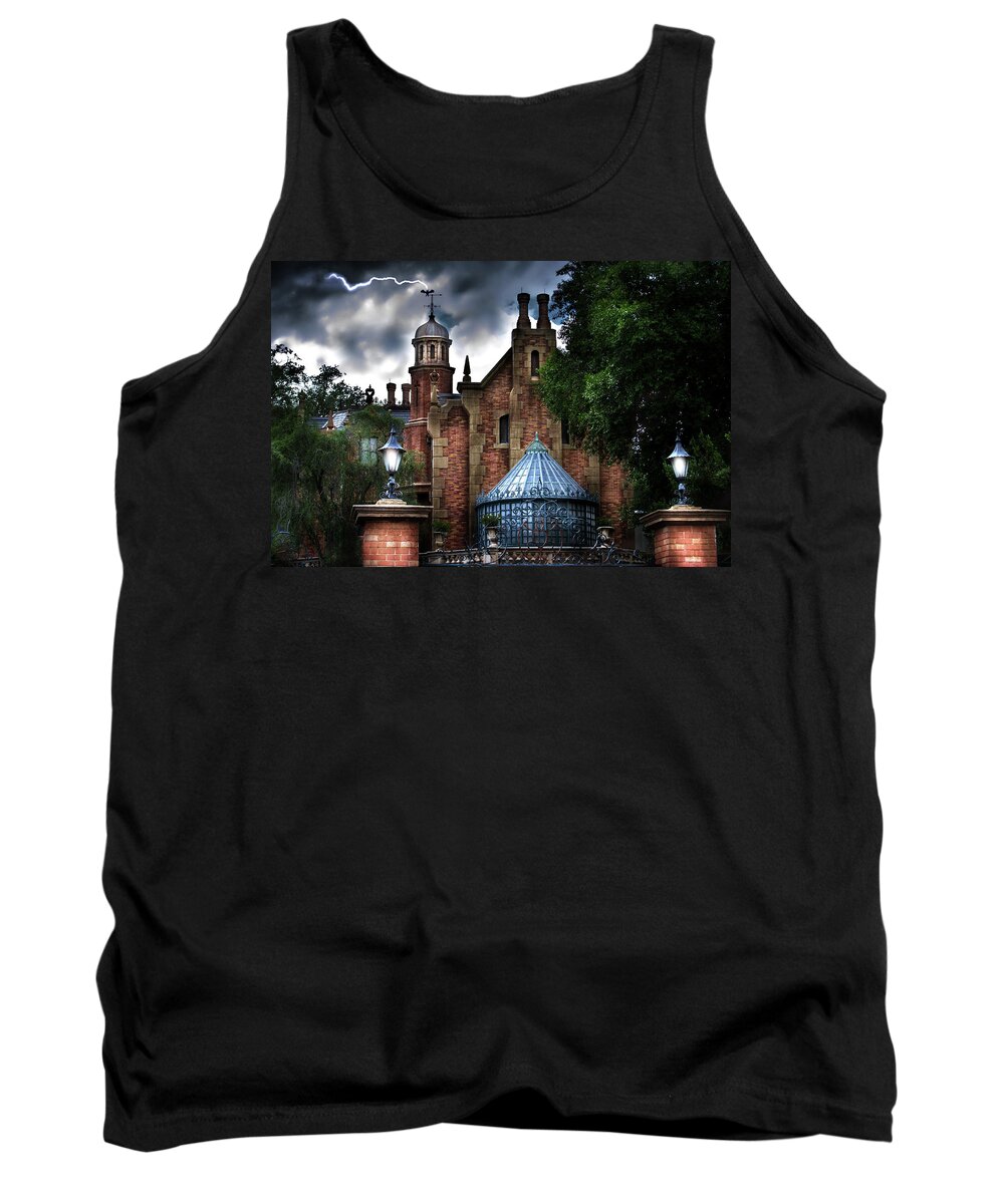 Magic Kingdom Tank Top featuring the photograph The Haunted Mansion by Mark Andrew Thomas