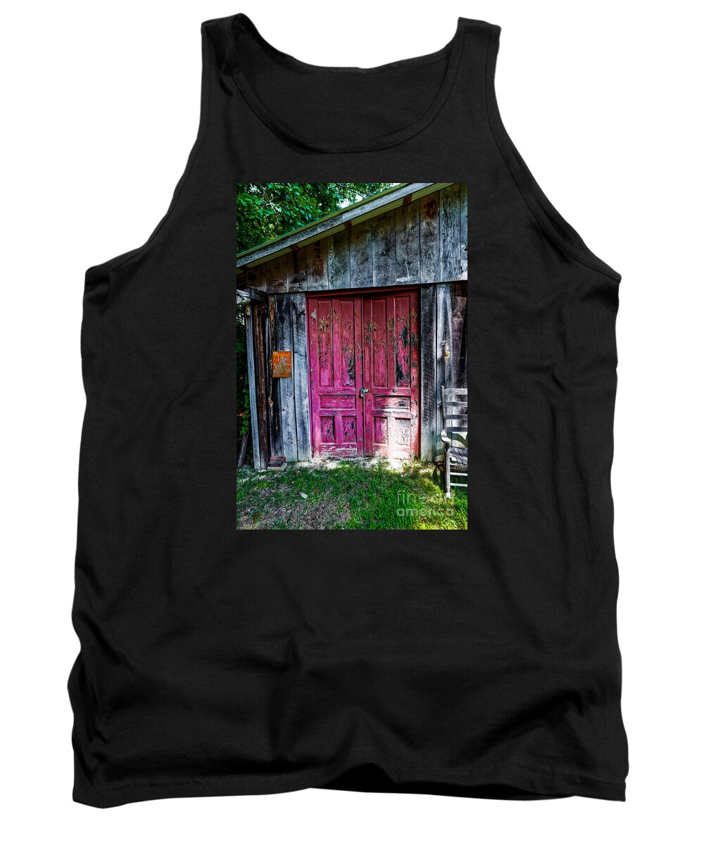 Barn Tank Top featuring the photograph The Magenta Doors by Paul Mashburn