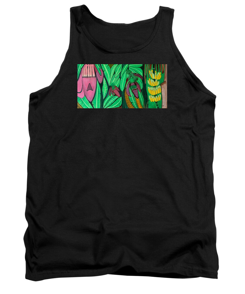All Apparels Tank Top featuring the painting The Magic of Banana Blossoms by Lorna Maza