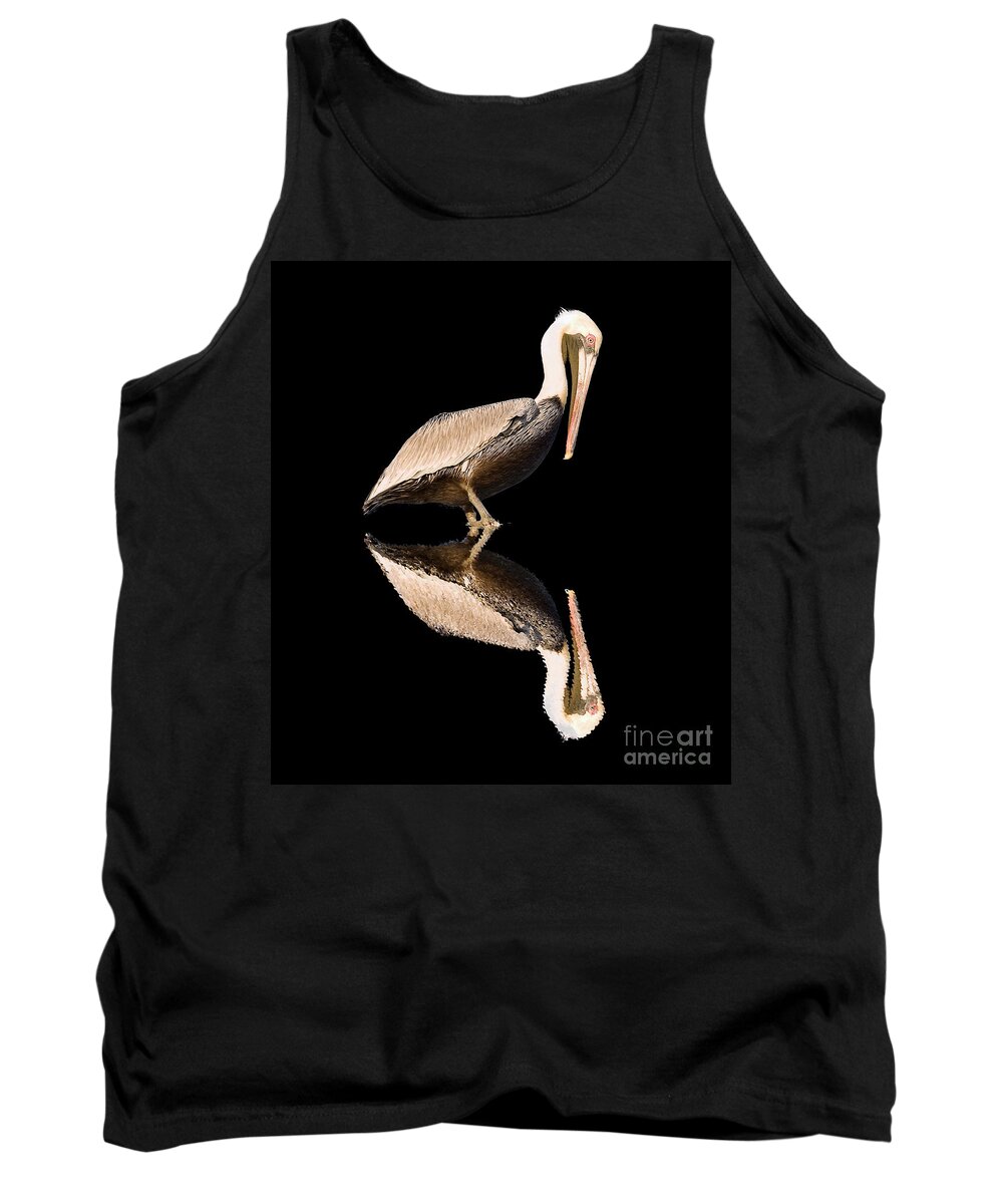 Pelican Tank Top featuring the photograph The Reflection of a Pelican by Scott Hansen