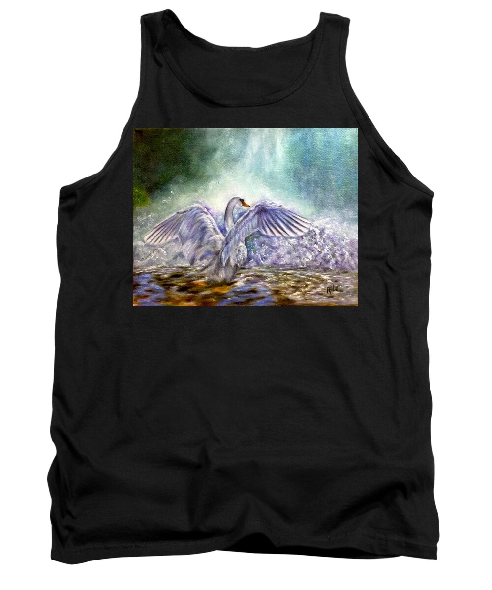 Swan Tank Top featuring the painting The Swan's Song by Dr Pat Gehr
