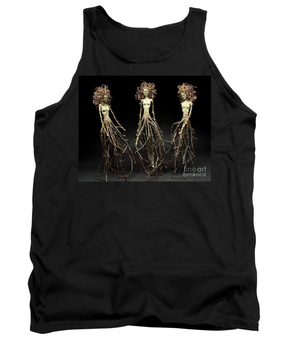 Three Graces Tank Top featuring the mixed media The Three Graces Dance by Adam Long