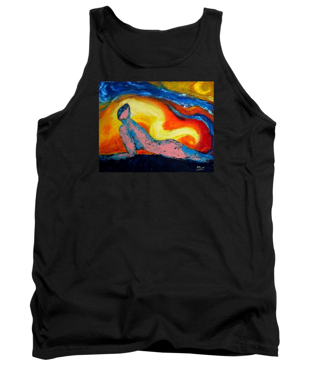 Girl Tank Top featuring the painting The wind in your hair by David McGhee