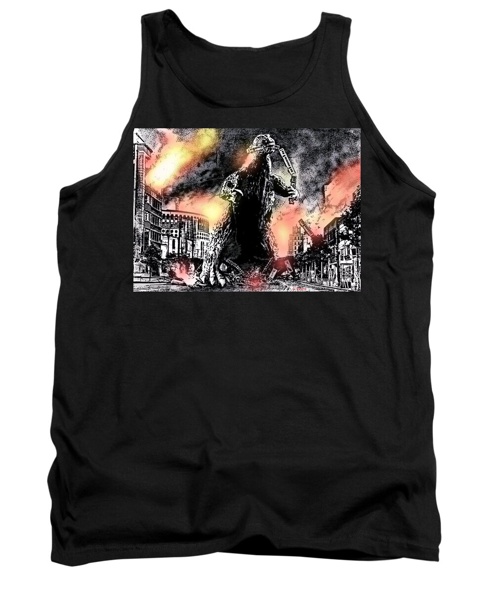 Godzilla Tank Top featuring the photograph There Goes Tokyo by George Pedro