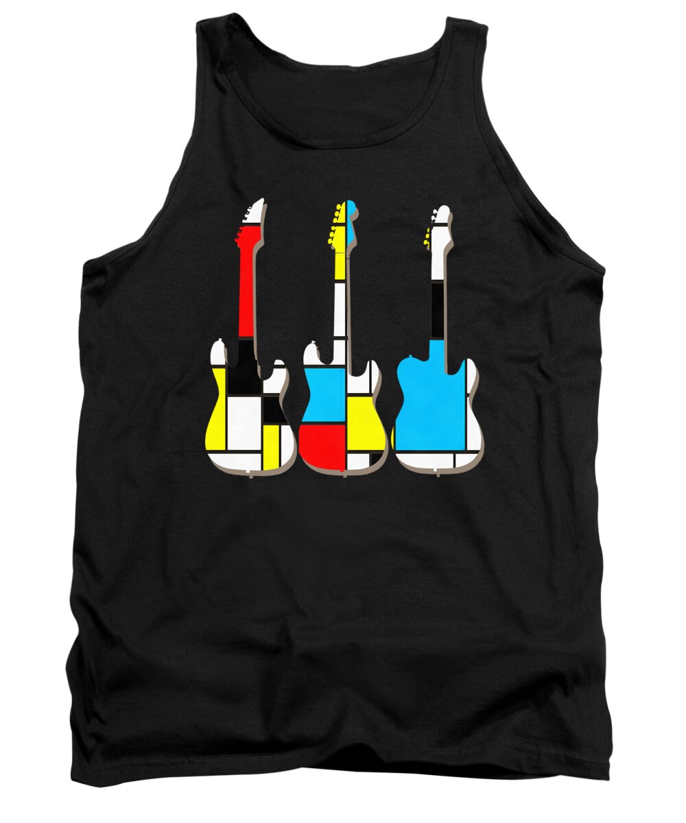 Guitars Tank Top featuring the painting Three Guitars Modern Tee by Edward Fielding