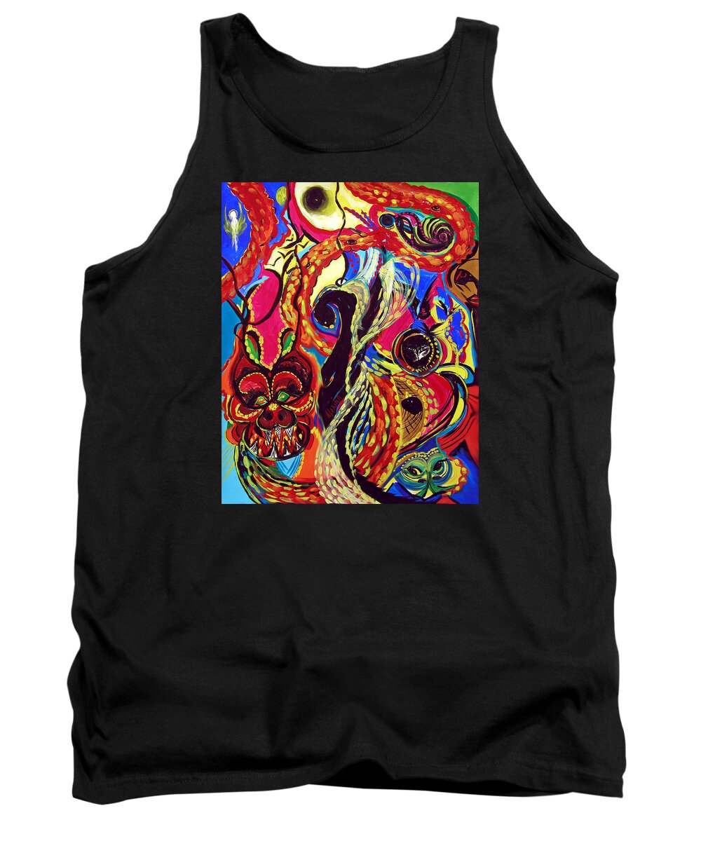 Abstract Tank Top featuring the painting Angel And Dragon by Marina Petro