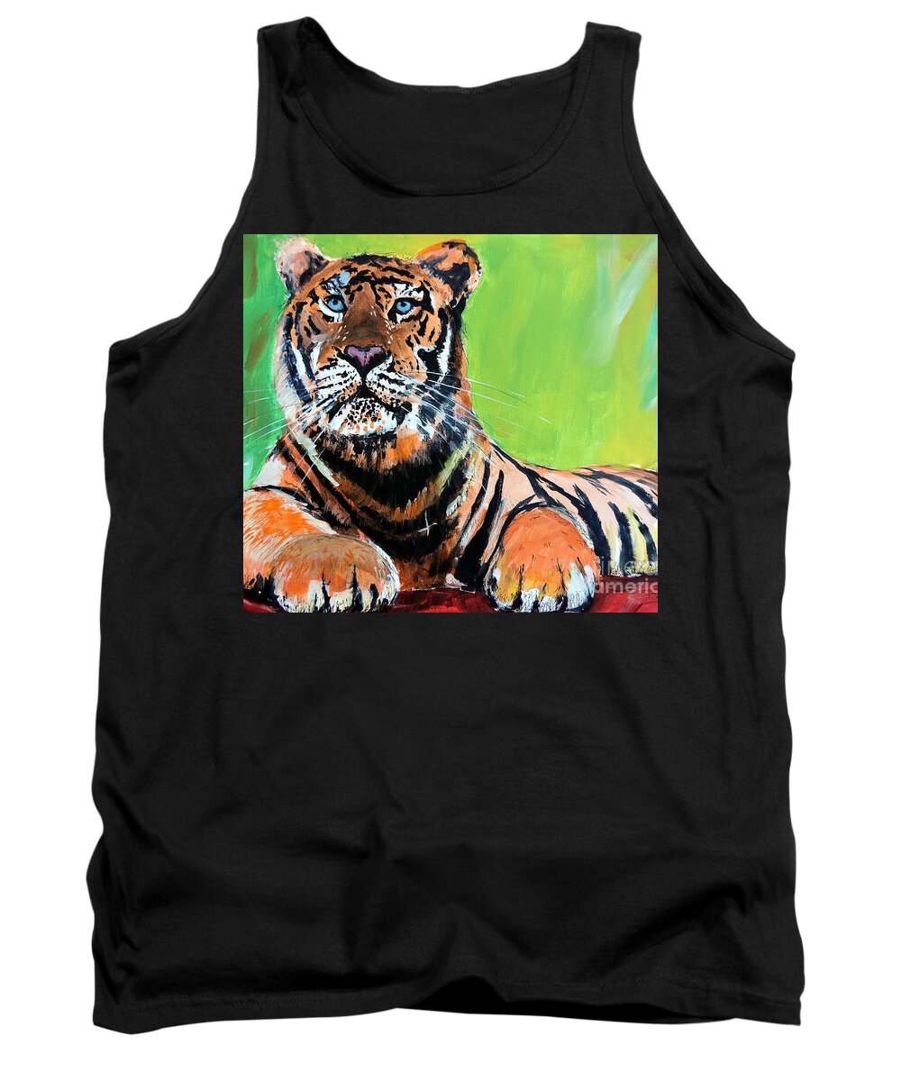 Wild Tank Top featuring the painting Tom Tiger by Tom Riggs