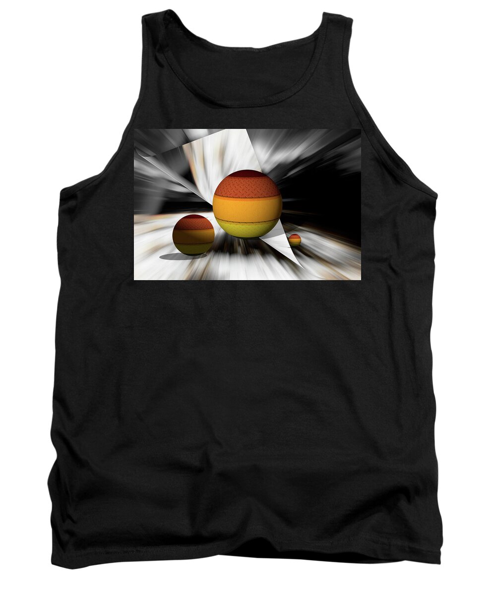 #art#digital#abstract#colours#orange#white Background #circles#texture#geometry#fine#concept#balls#brothers# Tank Top featuring the digital art Three Brothers.../ Digital Concept by Aleksandrs Drozdovs